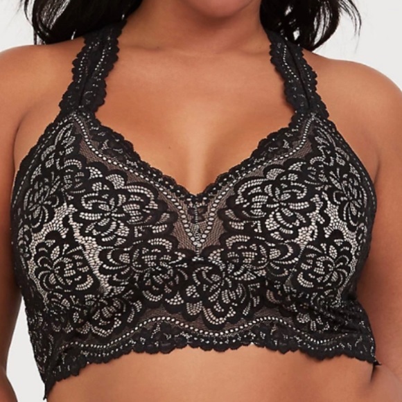🆕 Black Lace Racerback Bralette 3X 22 24 NWT